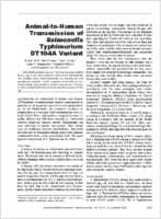 AnimaltoHuman Transmission of Salmonella Typhimurium DT104A Variant
