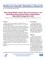 Mean body weight weight waist circumference and body mass index among adults United States 19992000 through 20152016