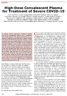 HighDose Convalescent Plasma for Treatment of Severe COVID19