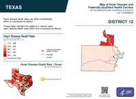 TX Congressional District 12 Heart Disease and Federally Qualified Health Centers Map 119th Congress