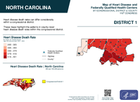 NC Congressional District 01 Heart Disease and Federally Qualified Health Centers Map 119th Congress