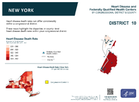 NY Congressional District 10 Heart Disease and Federally Qualified Health Centers Map 118th Congress
