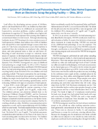 Investigation of Childhood Lead Poisoning from Parental TakeHome Exposure from an Electronic Scrap Recycling Facility  Ohio 2012