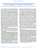 Vaccination Coverage for Selected Vaccines and Exemption Rates Among Children in Kindergarten  United States 201718 School Year