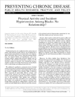 Physical Activity and Incident Hypertension Among Blacks No Relationship