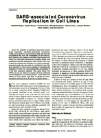 SARSassociated Coronavirus Replication in Cell Lines