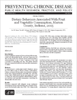 Dietary Behaviors Associated With Fruit and Vegetable Consumption Marion County Indiana 2005