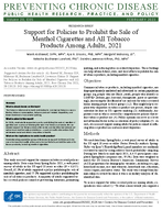 Support for Policies to Prohibit the Sale of Menthol Cigarettes and All Tobacco Products Among Adults 2021