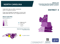 NC Congressional District 08 Stroke and Federally Qualified Health Centers Map 118th Congress