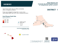 HI Congressional District 01 Heart Disease and Federally Qualified Health Centers Map 118th Congress