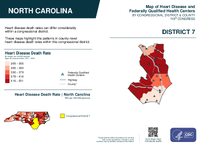 NC Congressional District 07 Heart Disease and Federally Qualified Health Centers Map 119th Congress