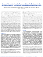 Update to US Selected Practice Recommendations for Contraceptive Use SelfAdministration of Subcutaneous Depot Medroxyprogesterone Acetate