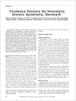 Virulence Factors for Hemolytic Uremic Syndrome Denmark1