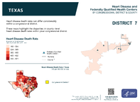 TX Congressional District 07 Heart Disease and Federally Qualified Health Centers Map 118th Congress