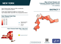 NY Congressional District 07 Heart Disease and Federally Qualified Health Centers Map 119th Congress