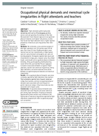 Occupational Physical Demands and Menstrual Cycle Irregularities in Flight Attendants and Teachers