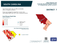 SC Congressional District 07 Heart Disease and Federally Qualified Health Centers Map 118th Congress