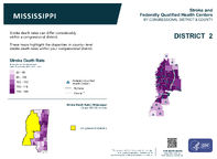MS Congressional District 02 Stroke and Federally Qualified Health Centers Map 118th Congress
