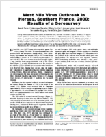 West Nile Virus Outbreak in Horses Southern France 2000 Results of a Serosurvey