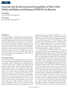 Concerns with the Environmental Susceptibility of Mine Utility Vehicle and Rubbertired Mantrip LITHIUMion Batteries