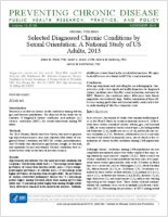 Selected Diagnosed Chronic Conditions by Sexual Orientation A National Study of US Adults 2013