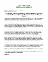 CDC Accepts ACIP Recommendations Regarding Smallpox Vaccination and Cardiac Events and Distributes Revised PreVaccination Education Materials Tuesday April 01 2003 1621 EST 421 PM EST