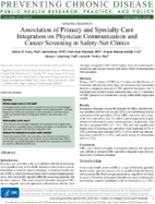 Association of Primary and Specialty Care Integration on Physician Communication and Cancer Screening in SafetyNet Clinics