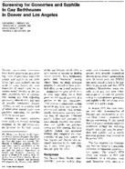 Screening for gonorrhea and syphilis in gay bathhouses in Denver and Los Angeles