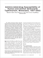 Antimicrobialdrug Susceptibility of Human and Animal Salmonella Typhimurium Minnesota 19972003