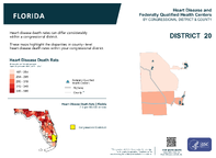 FL Congressional District 20 Heart Disease and Federally Qualified Health Centers Map 118th Congress