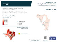 TX Congressional District 29 Heart Disease and Federally Qualified Health Centers Map 118th Congress