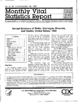 Annual Summary of Births Marriages Divorces and Deaths United States 1992