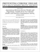 Associations Between Severe Obesity and Depression Results From the National Health and Nutrition Examination Survey 20052006