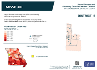 MO Congressional District 05 Heart Disease and Federally Qualified Health Centers Map 118th Congress