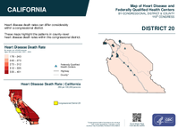 CA Congressional District 20 Heart Disease and Federally Qualified Health Centers Map 119th Congress