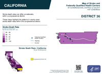 CA Congressional District 36 Stroke and Federally Qualified Health Centers Map 119th Congress