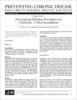 Forecasting Diabetes Prevalence in California A Microsimulation