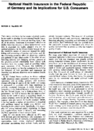National health insurance in the Federal Republic of Germany and its implications for US consumers