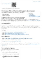 Chemical Weapons Elimination Overview of US chemical weapons elimination