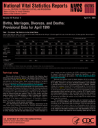 Births marriages divorces and deaths provisional data for April 1999