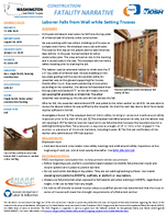 Construction Fatality Narrative Laborer Falls from Wall While Setting Trusses 2021