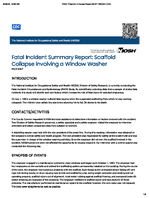 Fatal Incident Summary Report Scaffold Collapse Involving a Window Washer FACE 8307