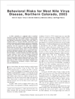 Behavioral Risks for West Nile Virus Disease Northern Colorado 2003