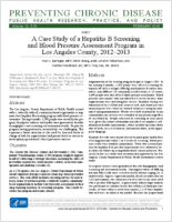 A Case Study of a Hepatitis B Screening and Blood Pressure Assessment Program in Los Angeles County 20122013