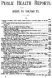Public Health Reports  index to volume  XV