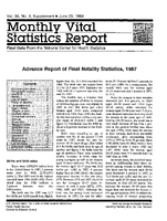 Advance Report of Final Natality Statistics 1987
