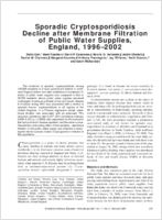 Sporadic Cryptosporidiosis Decline after Membrane Filtration of Public Water Supplies England 19962002