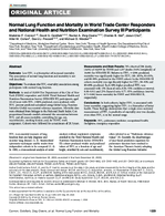 Normal Lung Function and Mortality in World Trade Center Responders and National Health and Nutrition Examination Survey III Participants