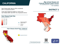 CA Congressional District 03 Heart Disease and Federally Qualified Health Centers Map 119th Congress