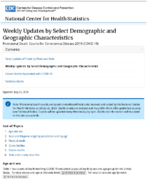 Weekly updates by select demographic and geographic characteristics Provisional Death Counts for Coronavirus Disease COVID19 20200722